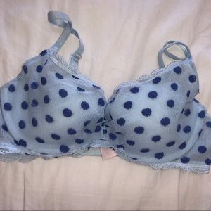 PINK VS light blue polk a dot mesh bralette/bra